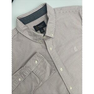 Walkin & Bros Long Sleeve Button Up Pink And White Striped Mens Shirt Size Large